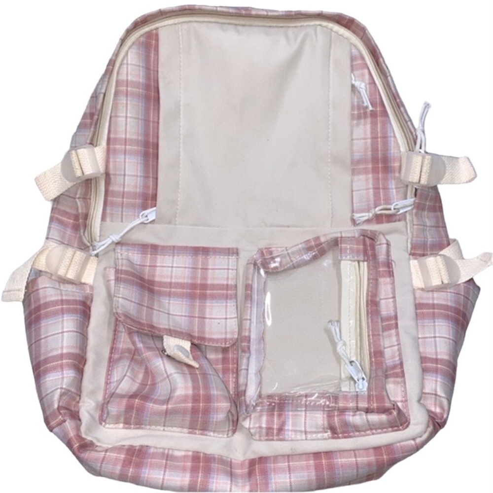PINK plaid backpack